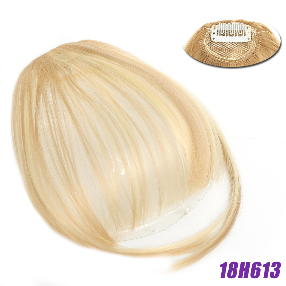 Flequillo romo sintético liso Natural LM, fibra de alta temperatura, marrón, flequillo completo con Clip para mujer con flecos de pelo de 6 pulgadas: #14