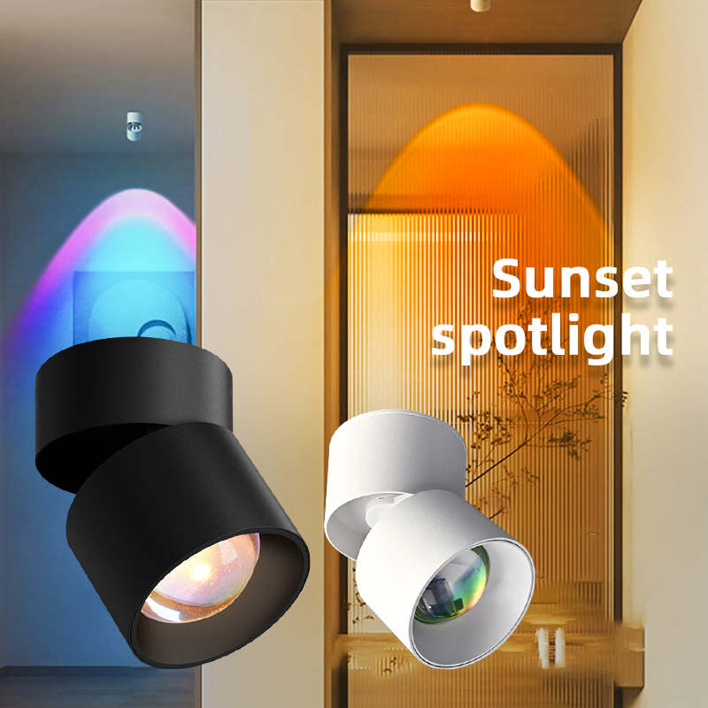 foco de puesta de sol, lámpara Led empotrable, iluminación de punto de techo montada en superficie Interior para decoración, sala de estar, dormitorio y pasillo