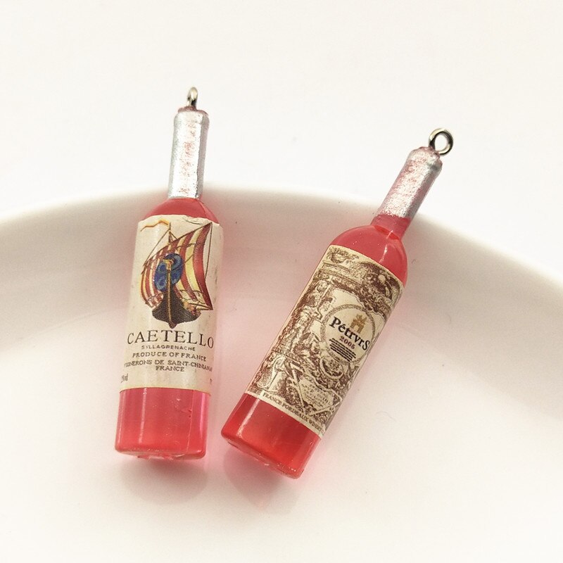 5 sztuk akrylowy na wino butelka zawieszki uroki, ręcznie robione wiszące rzemiosło znalezienie Nowy przyjazd akcesoria DIY Wykonany ręcznie rękodzieło: wino czerwony