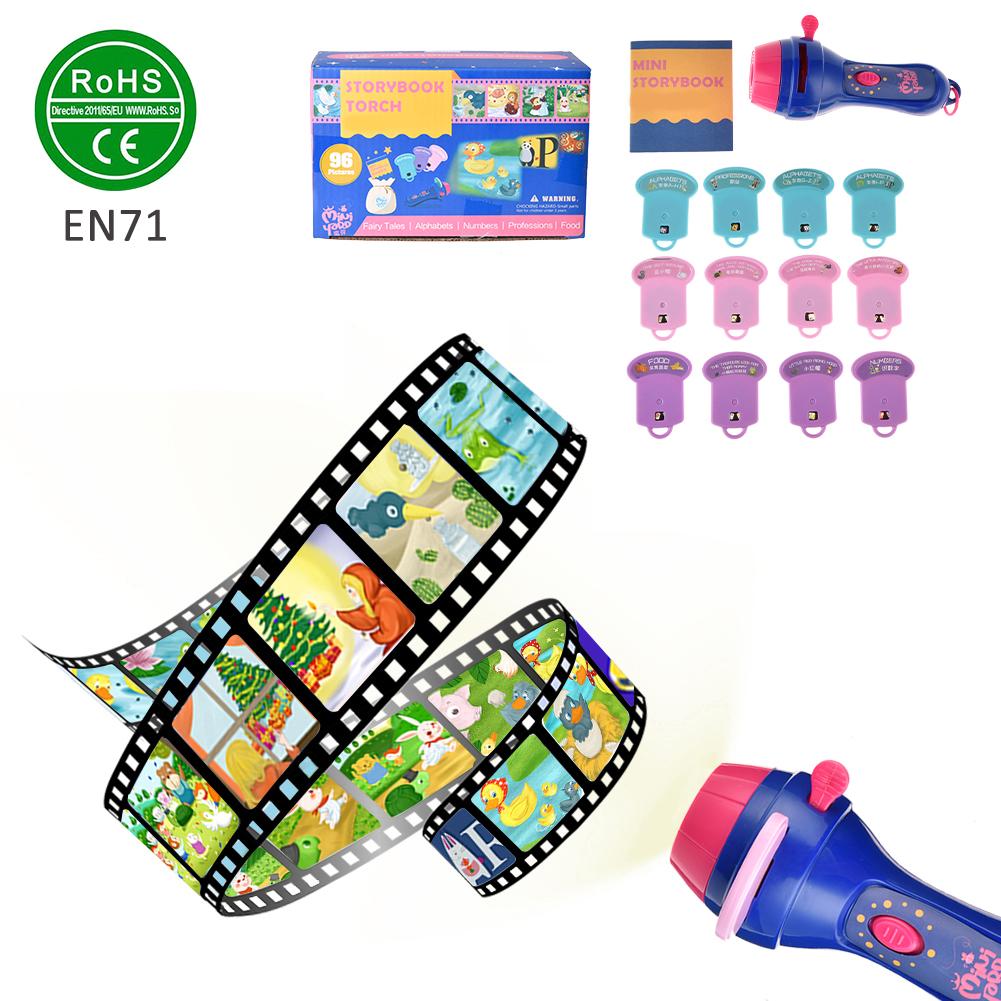 Linterna de cuento para dormir para bebé, lámpara de proyector, juguete de iluminación para niños, juguetes educativos para dormir