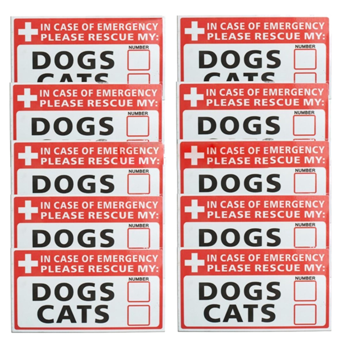 10Pc In Geval Van Nood Rescue Mijn Honden Kat Sticker Vinyl Decal Besparen Huisdier Veiligheid