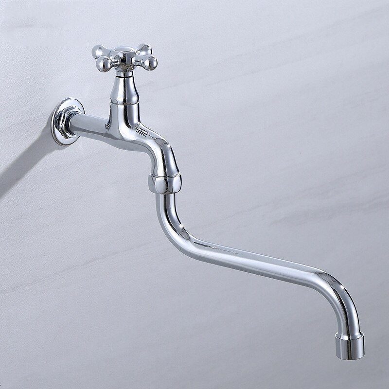 Brass Decorative Outdoor Garden Faucet Lengthen Wall Mounted Mop Pool Bibcock WC Single Cold Taps Garden Faucet