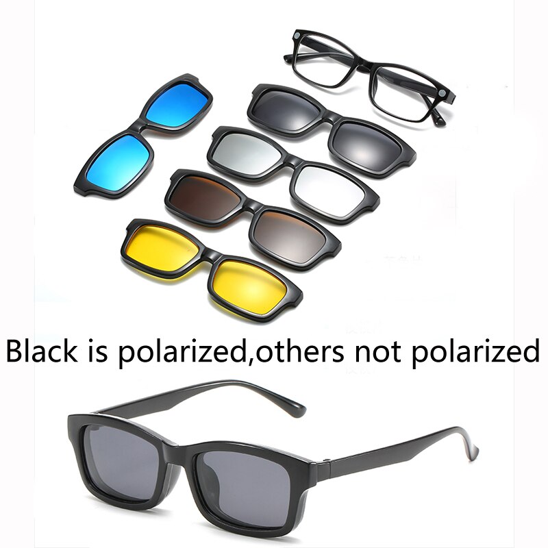 6 In 1 personalizzato uomo donna occhiali da sole magnetici ottici polarizzati Clip magnete Clip su occhiali da sole Polaroid Clip su montatura per occhiali da sole: JY8203A