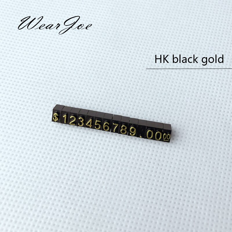 5 Stks/partij Mini Acryl Gecombineerd Prijskaartje Euro Hk Us Dollar Verstelbare Nummer Prijzen Label Sieraden Winkel Accessoires: HK Black Gold
