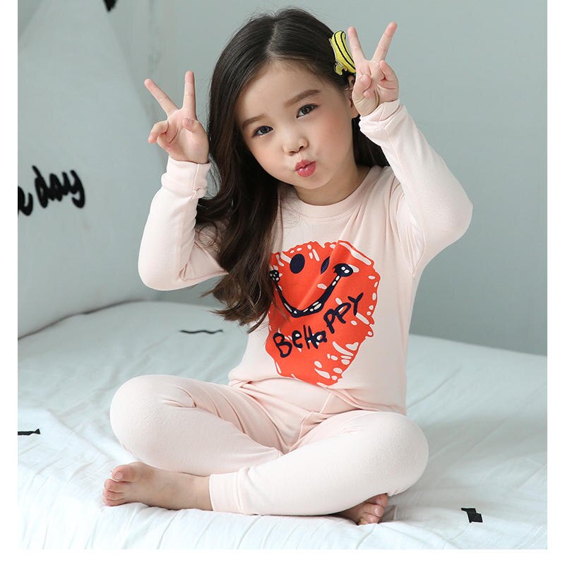 Børns børns babys piges søde søde store smilbogstaver udskriver langærmet pyjamas sæt nattøj nattøjstøj