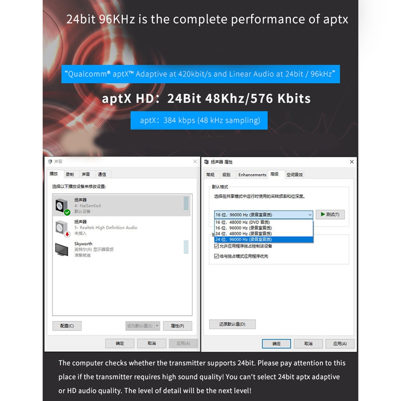 Bluetooth 5.2 Audio Transmitter With Mic QCC3040 24Bit 96Khz KB9P Aptx LL HD Adaptive Low Latency 3.5Mm Aux For TV PC