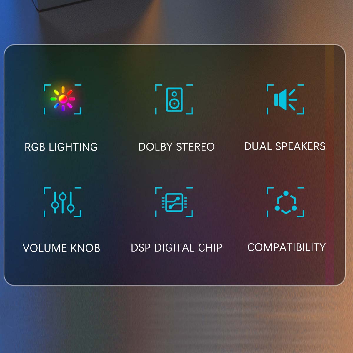 Touchtable RGB Lights Computer Speaker USB 5D Surround Sound Subwoofer Music Speaker for Laptop Notebook PC Stereo Loudspeaker