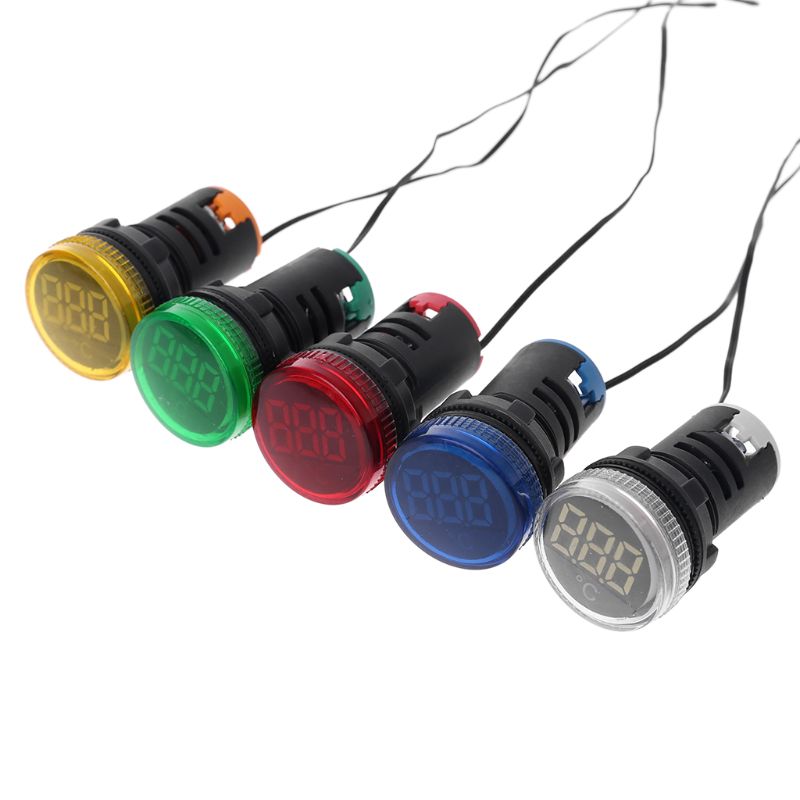 Termómetro Digital LED de 22mm -20-199 Celsius, medidor de temperatura redondo, Sensor Detector para coches y camiones, CA 50-380V