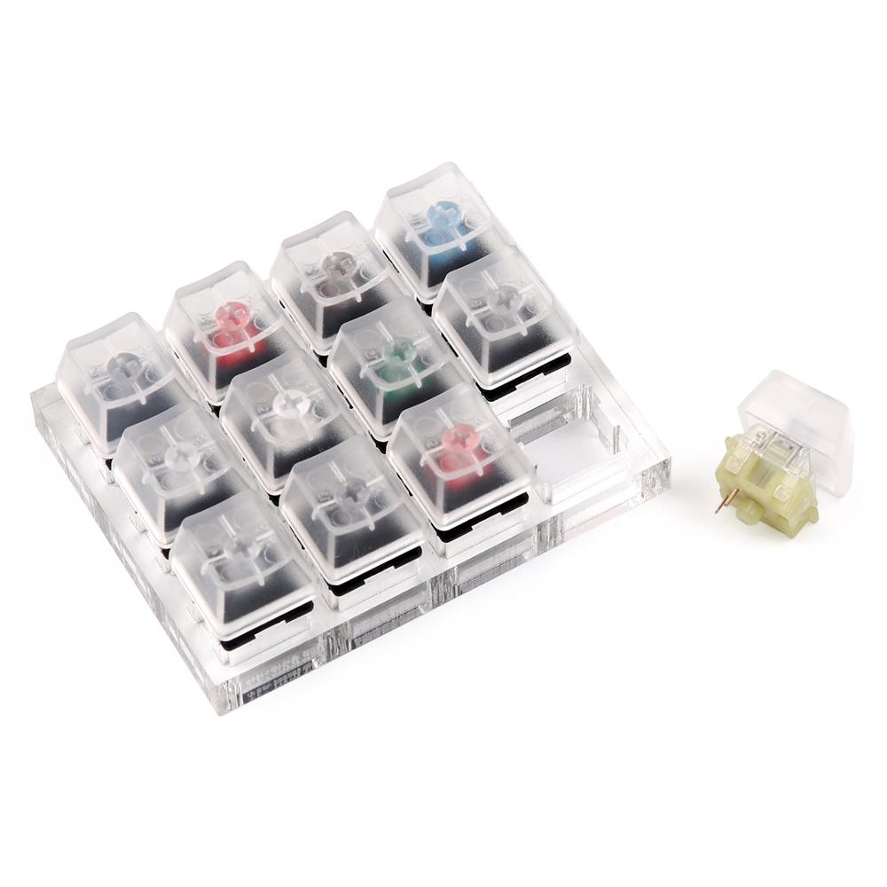 12 Cherry MX Switches Keyboard Tester Kit Clear Keycaps Sampler PCB Mechanical Keyboard Translucent Keycaps Testing Tool
