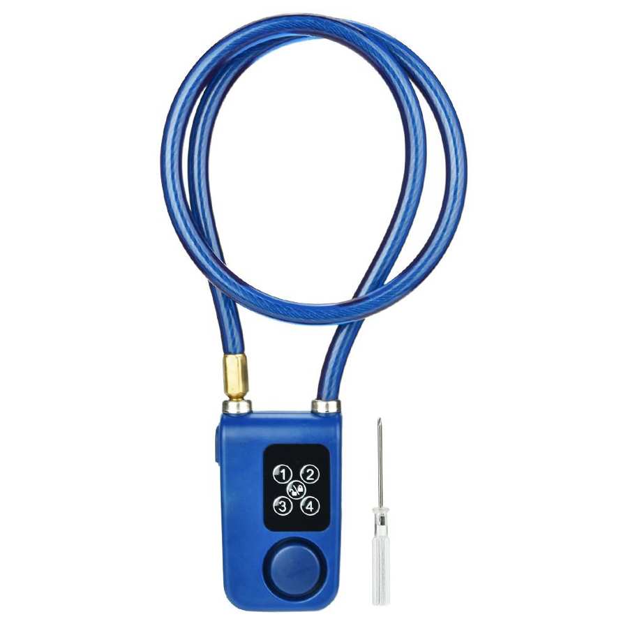 Cerradura de cadena antirrobo con alarma inteligente Y787 para puerta de bicicleta, Control de aplicación azul