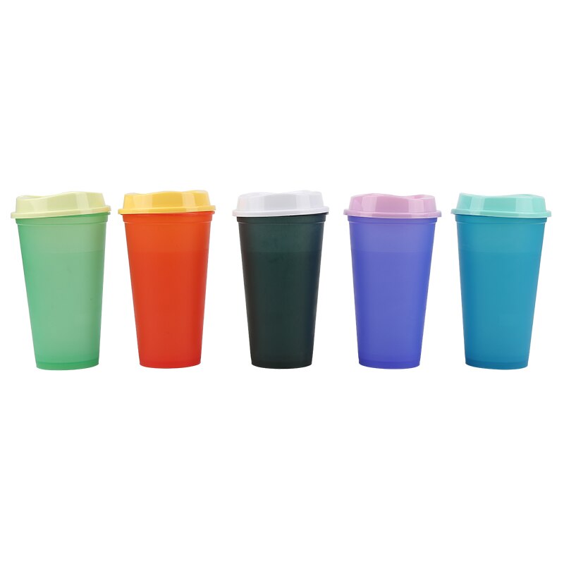 Mehrweg PP Temperatur Farbe Ändern Tassen Bunte Kalten Wasser Farbwechsel Kaffee Tasse Becher Wasser Flaschen 473ml/16floz Küche