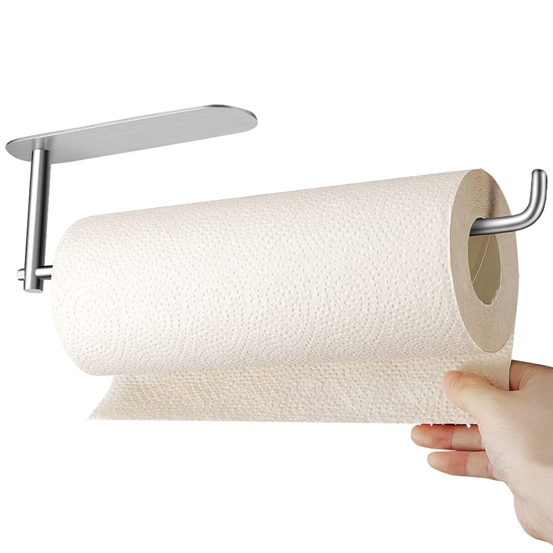 Paper Towel Holder Under Cabinet Mount - Easy One-Handed Tear Adhesive Paper Towel Rack,12 Inch Bar-Fits All Roll Sizes: Default Title