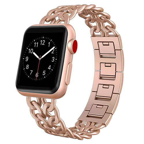 Rustfrit stål rem til apple watch 7 se 6 5 4 bånd 40mm 41 45 44mm bånd metal link armbånd rem til iwatch serie 3 38 42mm: Rose guld / Til 42mm 44mm 45mm