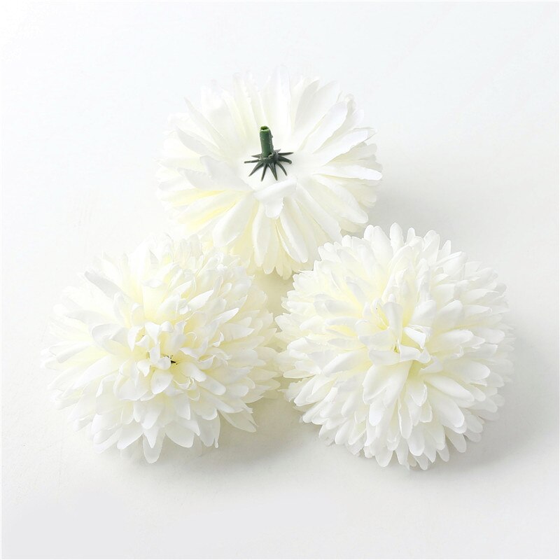 5 st konstgjord blomma 7cm sidenkrysantemum blomhuvud bröllopsfest heminredning gör-det-själv krans scrapbook box hantverk: Vit