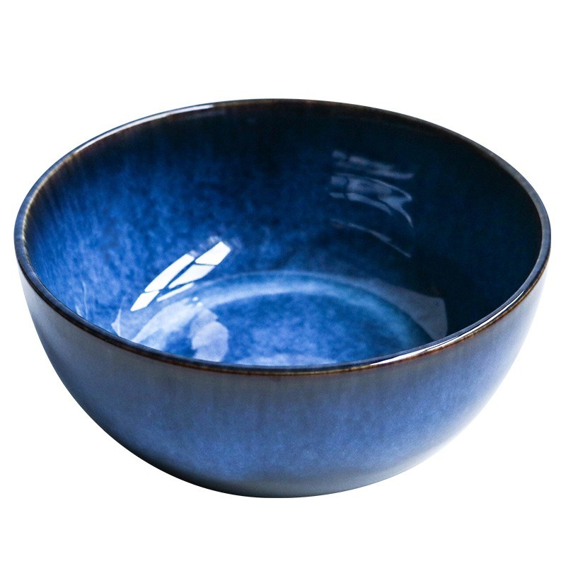 2400ml Super big salad bowl ceramic blue porcelain dropping bowl tableware deep bowl deep blue big capacity bowl