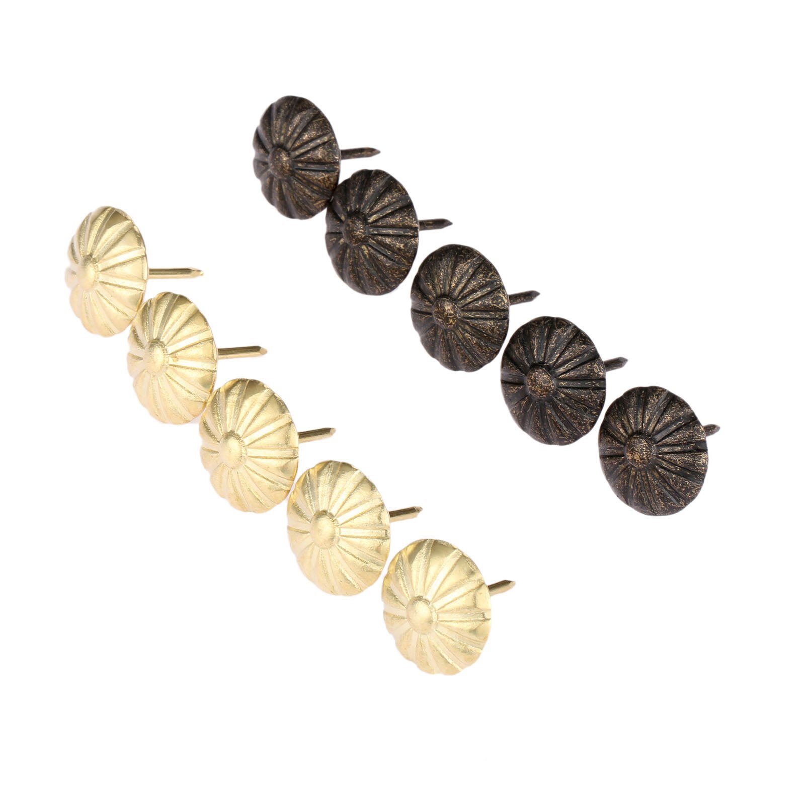 Tachuelas decorativas para tapicería, tachuelas para manicura, caja de para joyería, color bronce antiguo/oro, 19x20mm, 10 unidades