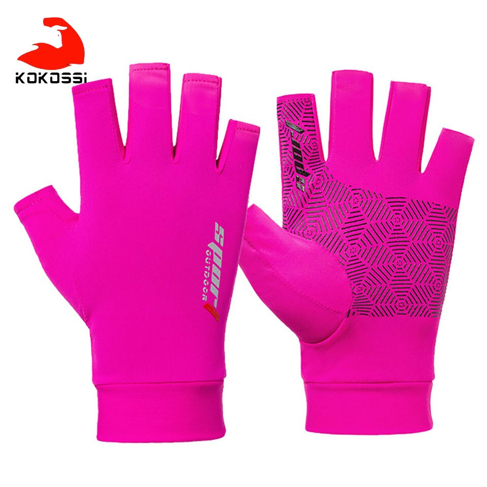 KoKossi Frühling Sommer strecken Eis Seide Handschuhe Kühlen Atmungs Leichte Weiche Komfortable Nicht-rutsch Verschleiß-Besteändig Angeln Handschuh: A Rose