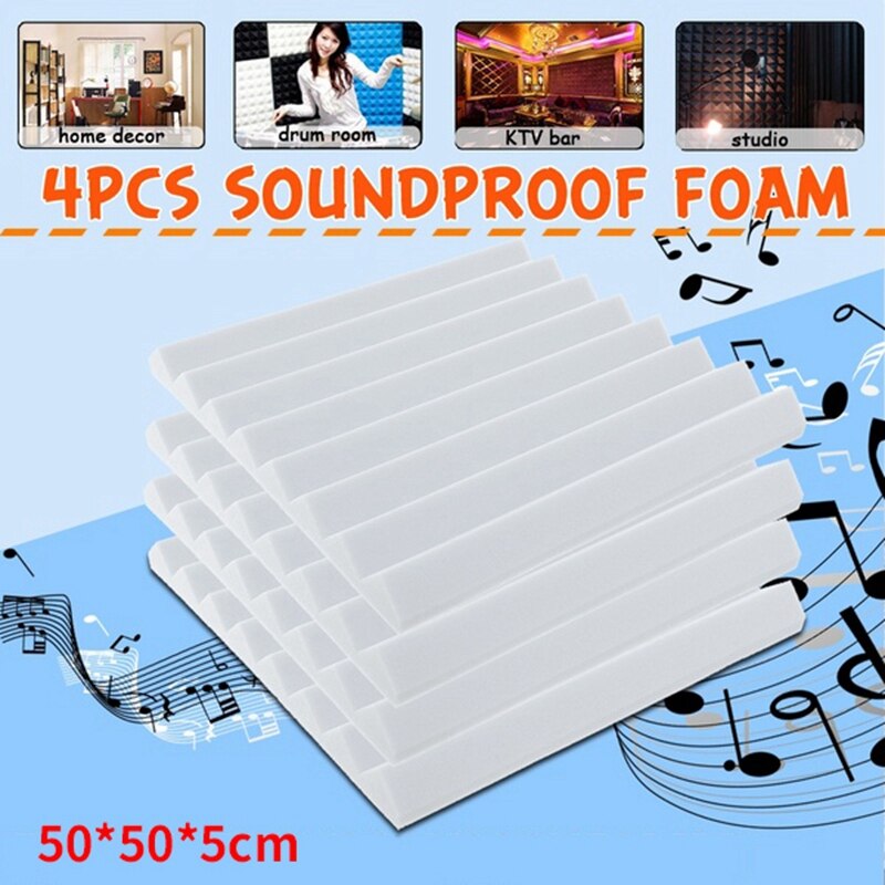 4 pièces 500x500x50mm blanc insonorisation mousse acoustique traitement du son Studio chambre Absorption