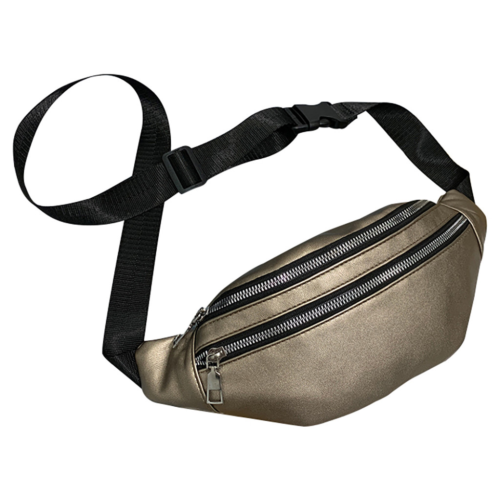 Taille Tas Vrouwen Canvas Leisure Panelled borst tassen Voor Meisjes Brief Bum Bag Packs Borst Crossbody tas riem: Goud