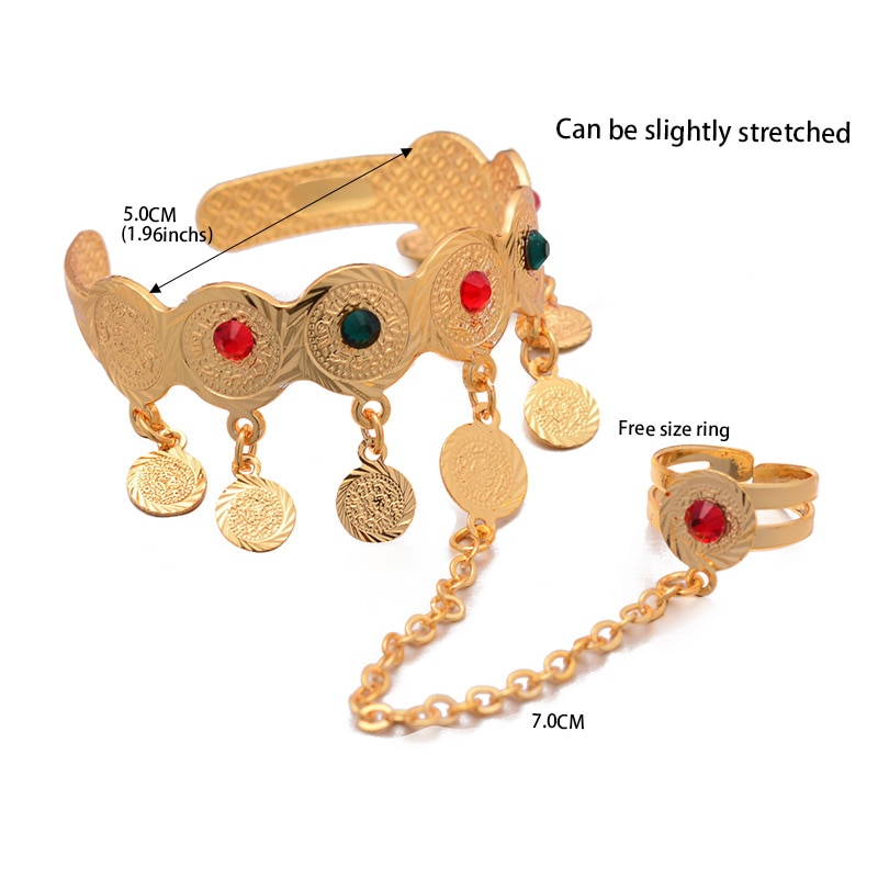 Wando arabische ethiopische dubai munt armbanden voor baby's met ringen voor meisjes kinderen goudkleurige mooie armband armbanden munt sieraden