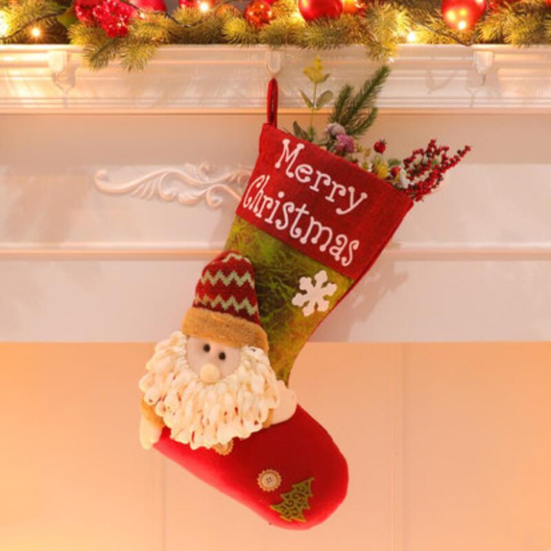 Mooie Speelhuis Speelgoed Kerstversiering Kerstman Kousen Doek Pop Sokken Kerstboom Hanger Christmas Bag: 001