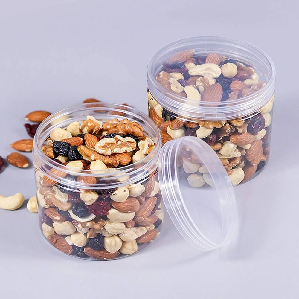 Bote sellado transparente con tapa, botella de embalaje vacía, tarro de plástico para alimentos, contenedor de almacenamiento de grado alimenticio, cubo Circular