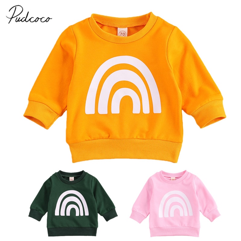 Infant Kids Baby Meisjes Jongens Regenboog Hoodies Tops Lange Mouw Trui Lente Herfst Outfits 0-3Years