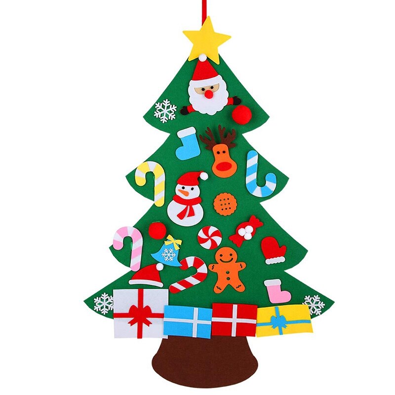 3D Felt Christmas Tree Wall Hanging 3Ft Christmas Tree Set with Ornaments for Kids Xmas DIY Decorations