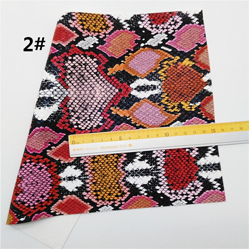 1PC 21X29CM Python Faux Leather Fabric, Synthetic Leather Fabric Leather Sheets For Making Bows LEOsyntheticoDIY T257A: 2