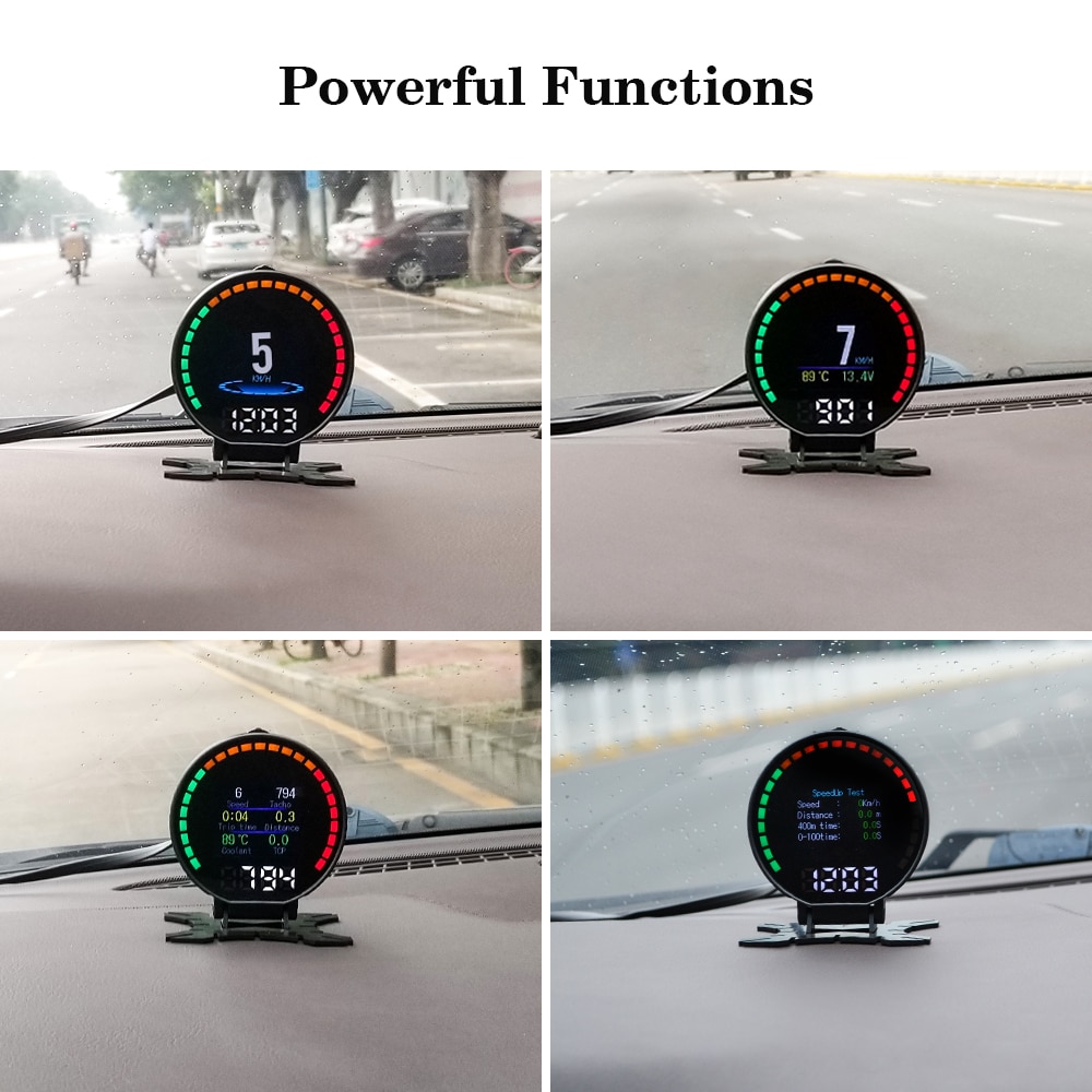 WIIYII P15 Head-Up Display HUD OBD2 Temperature Car KM/h MPH Turbo Boost Pressure Speed Projector On The Windshield For Car