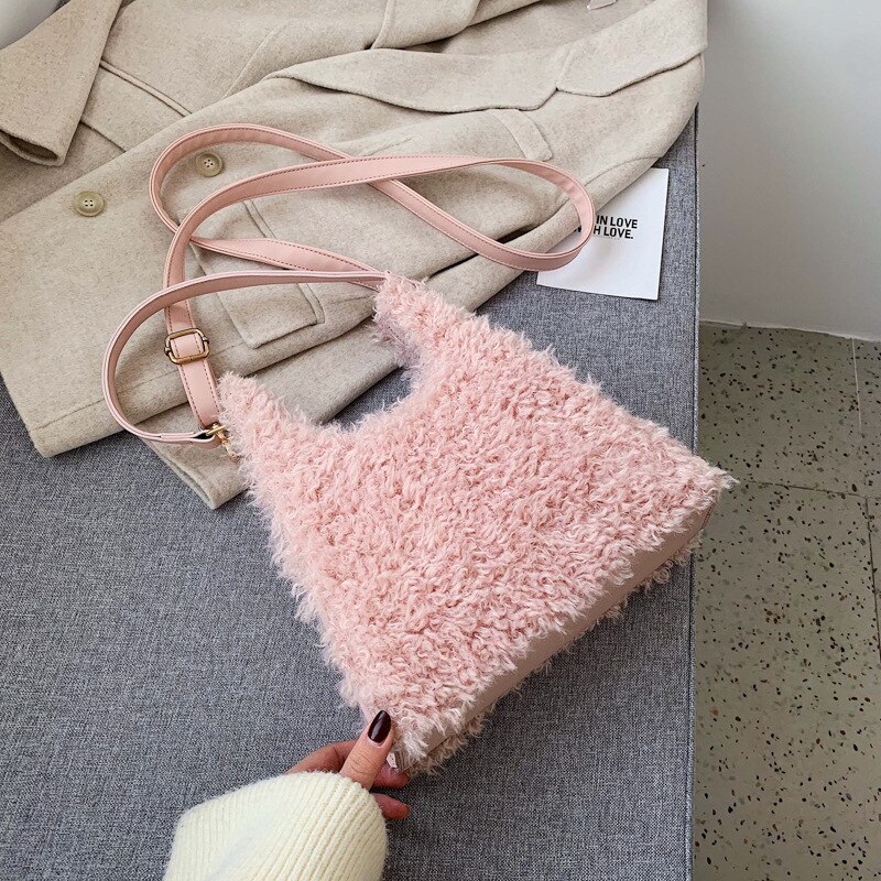 Lamm Plüsch Tasche Große Kapazität frauen Tasche Neue Stil Hohe Textur Eine-Schulter Crossbody Unterarm Tasche Pelzigen flauschigen