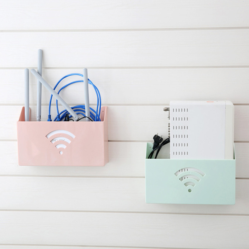 Practical Home Small Size Wall-Mounted WiFi Router Storage Boxes Shelf Plastic Box Wifi Box Storage Box Organizer