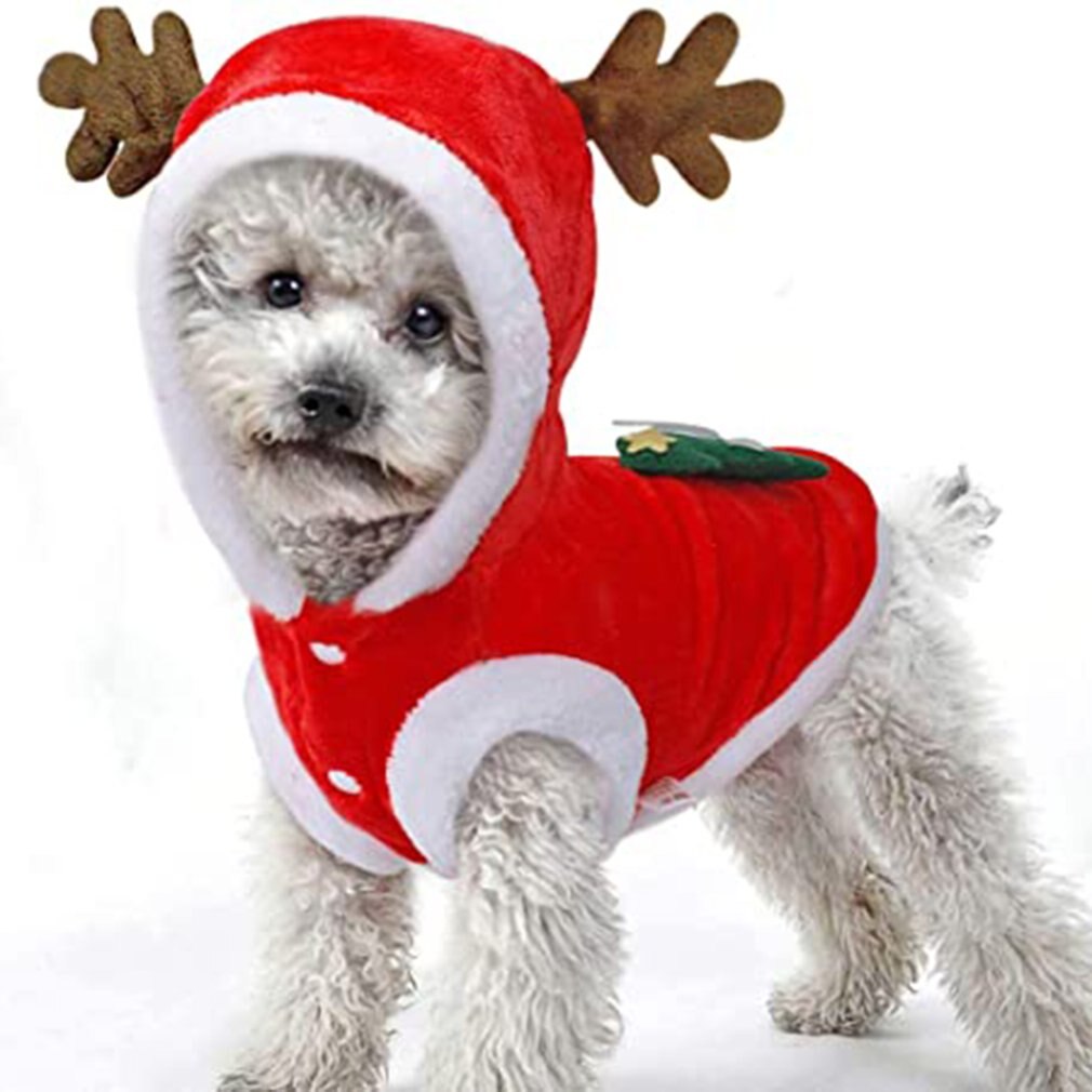 Kerst Huisdier Kleding Elanden Kostuum Winter Warm Capuchon Winter Pet Dog Puppy Kerst Kleding Kleine Honden Santa Kostuum