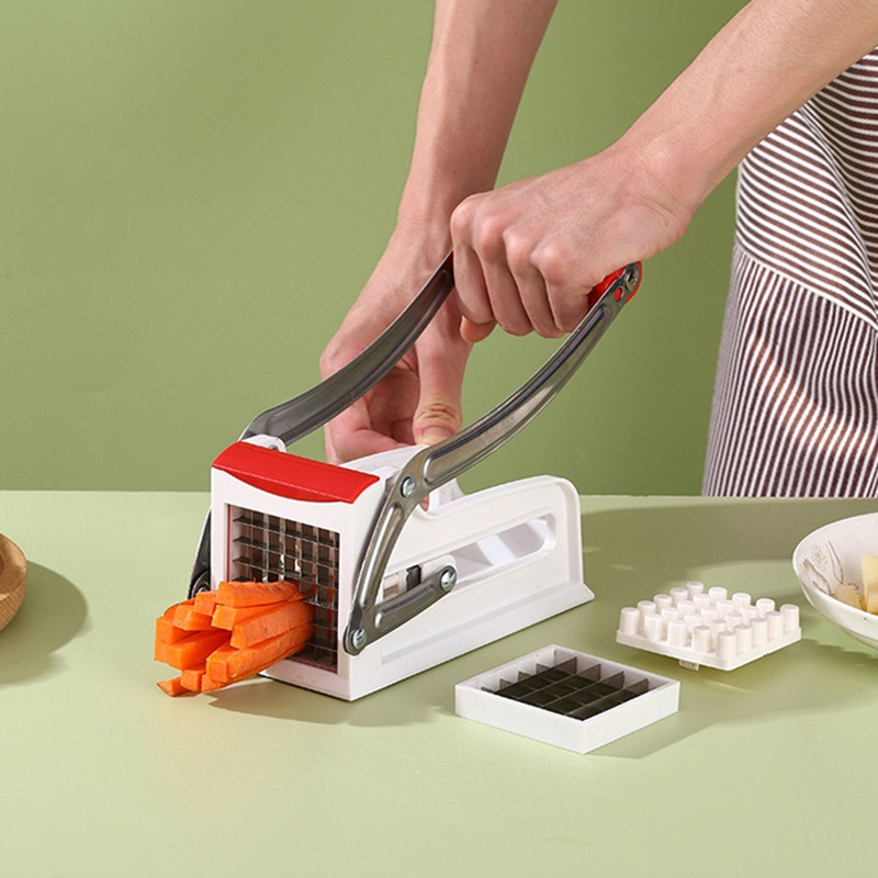 Cortador de patatas fritas, rebanador de patatas Manual, portátil, de acero inoxidable, para el hogar, máquina cortadora de patatas, cortador de verduras de cocina