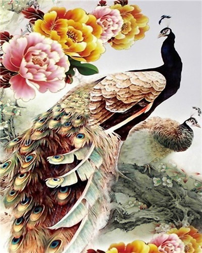 EverShine Painting By Numbers Animals Canvas Wall Set Paint By Numbers For Adults Peacocks Drawing Art: SZES-973