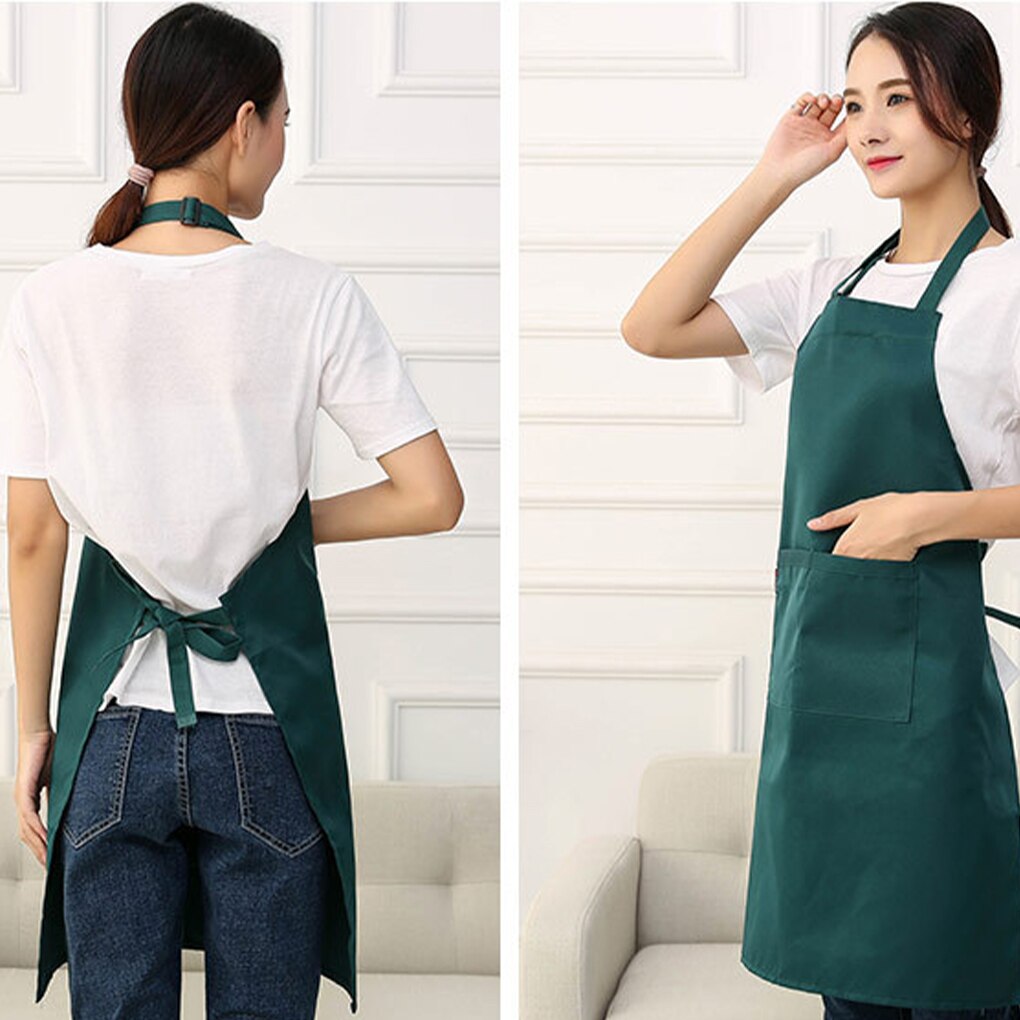 2pcs Unisex Work Apron For Men Black Apron Bib Adjustable Cooking Kitchen Restaurant Aprons For Woman With Pockets