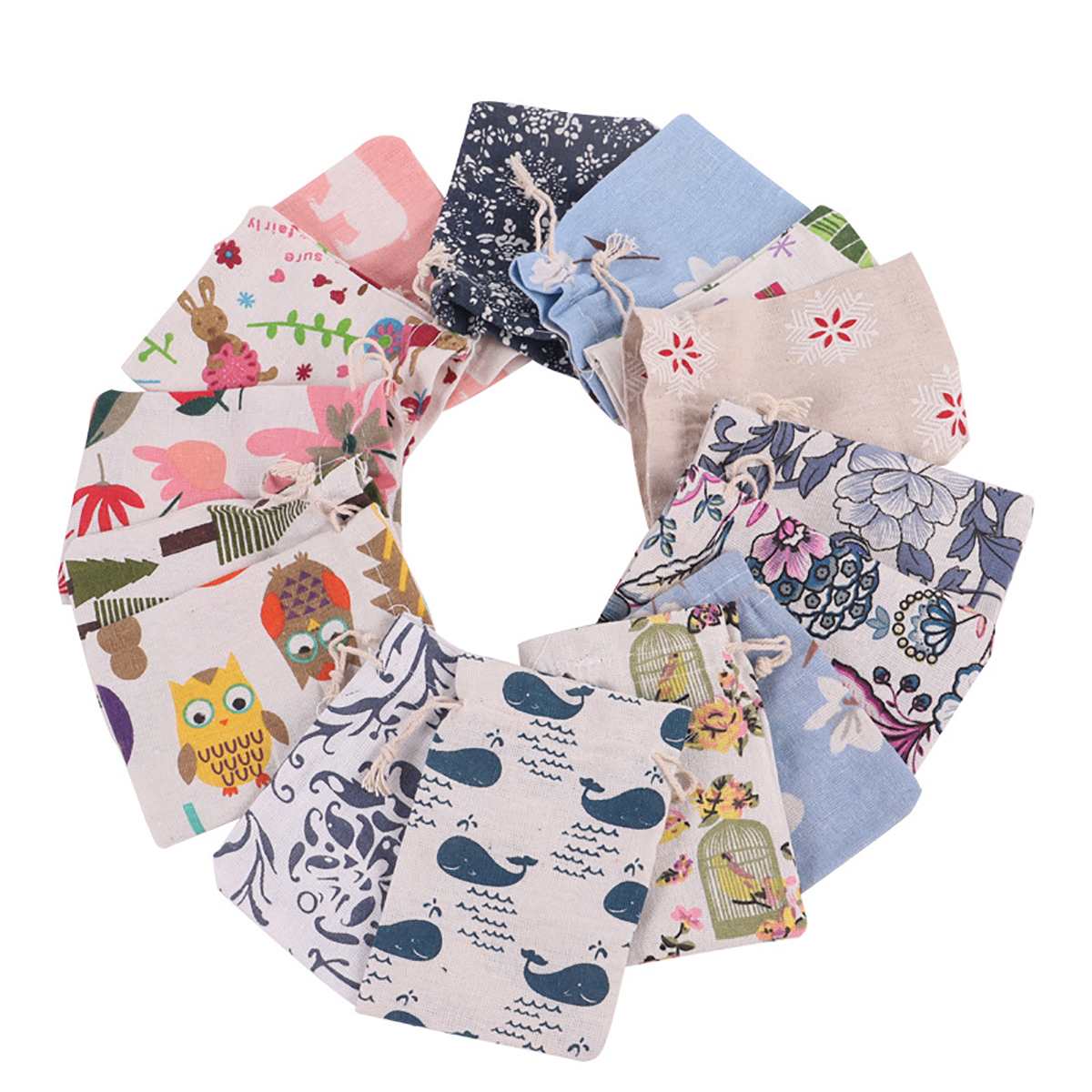 Katoenen canvas kleine kersttassen veel kerstpatroon tassen kinderfeest snoep trekkoordzakje feestbenodigdheden adventskalenders