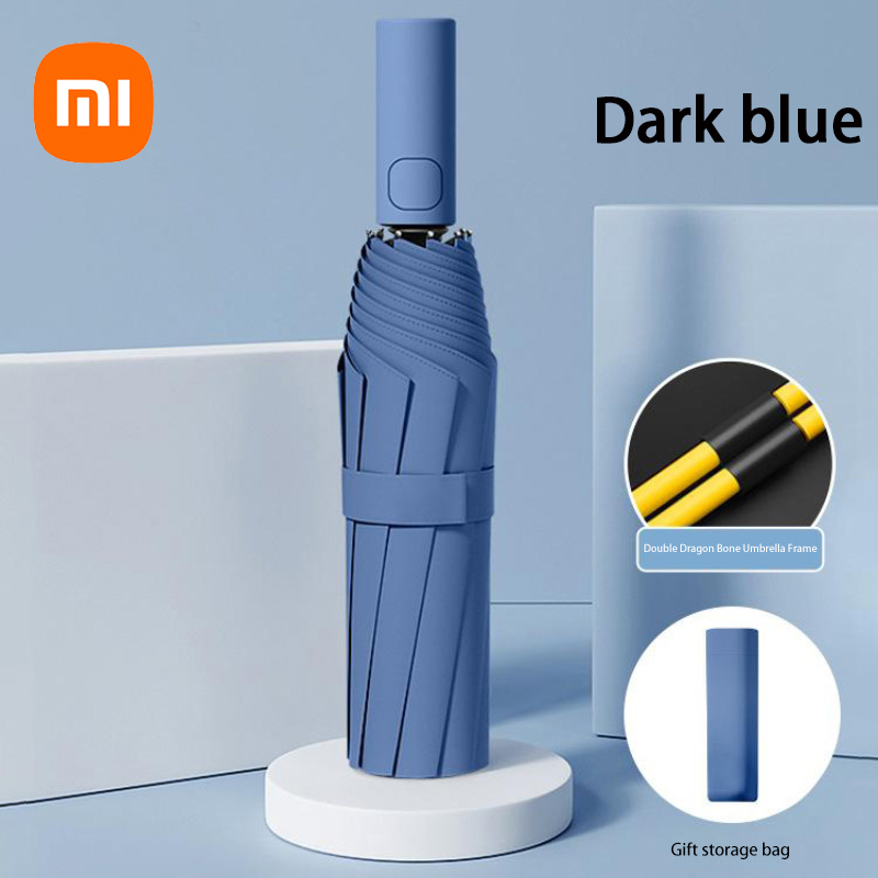 Xiaomi Automatischer Regenschirm, 24-Knochen, einfarbig, leicht, zusammenklappbar, großformatig, für den Außenbereich, wasserdichter Sonnenschirm, UV-Schutz: Rot