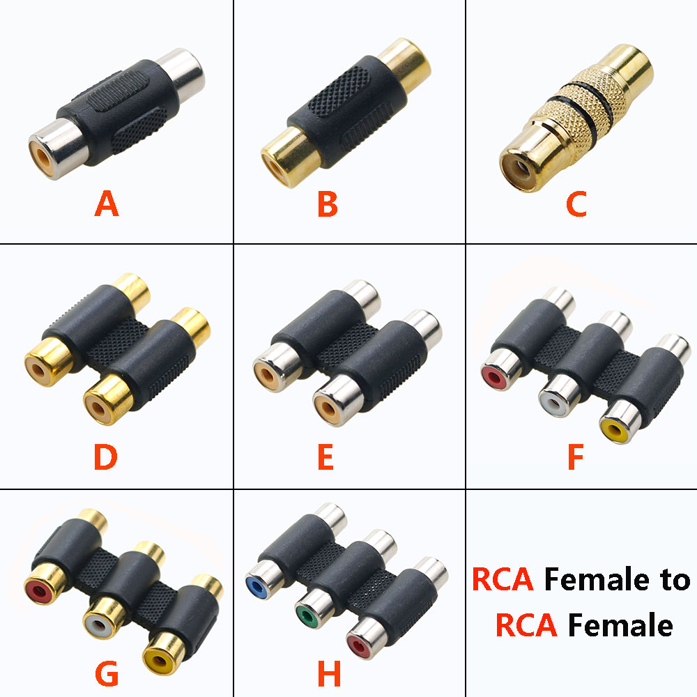 RCA Female to RCA Female Audio Video Cable Jack Plug Adapter Connector RCA to 2/3 RCA Jack Connector