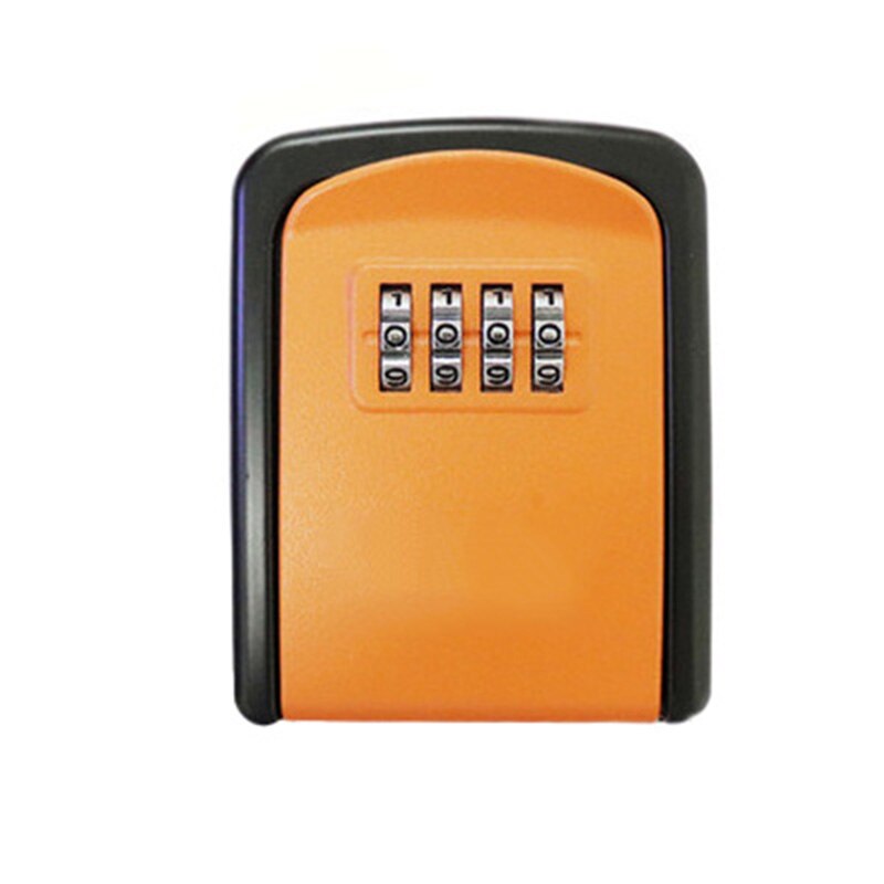 Lock Security Wall Mounted Key Lock Box Safe With 4 Digit Combination Lock Home Outdoor Secret Key Lock Box Safe Deposit Box: Orange