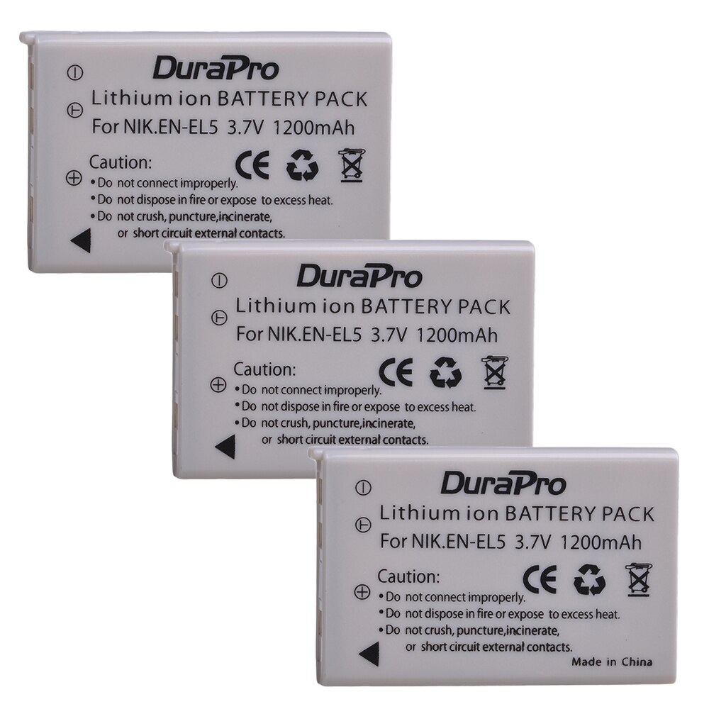 Batterie ENEL5 EN EL5 1200mAh avec double chargeur LCD, pour Nikon EN-EL5 Coolpix P90 P80 P530 P520 P510 P100 P500 P5000 P5100 P6000: 3x Battery