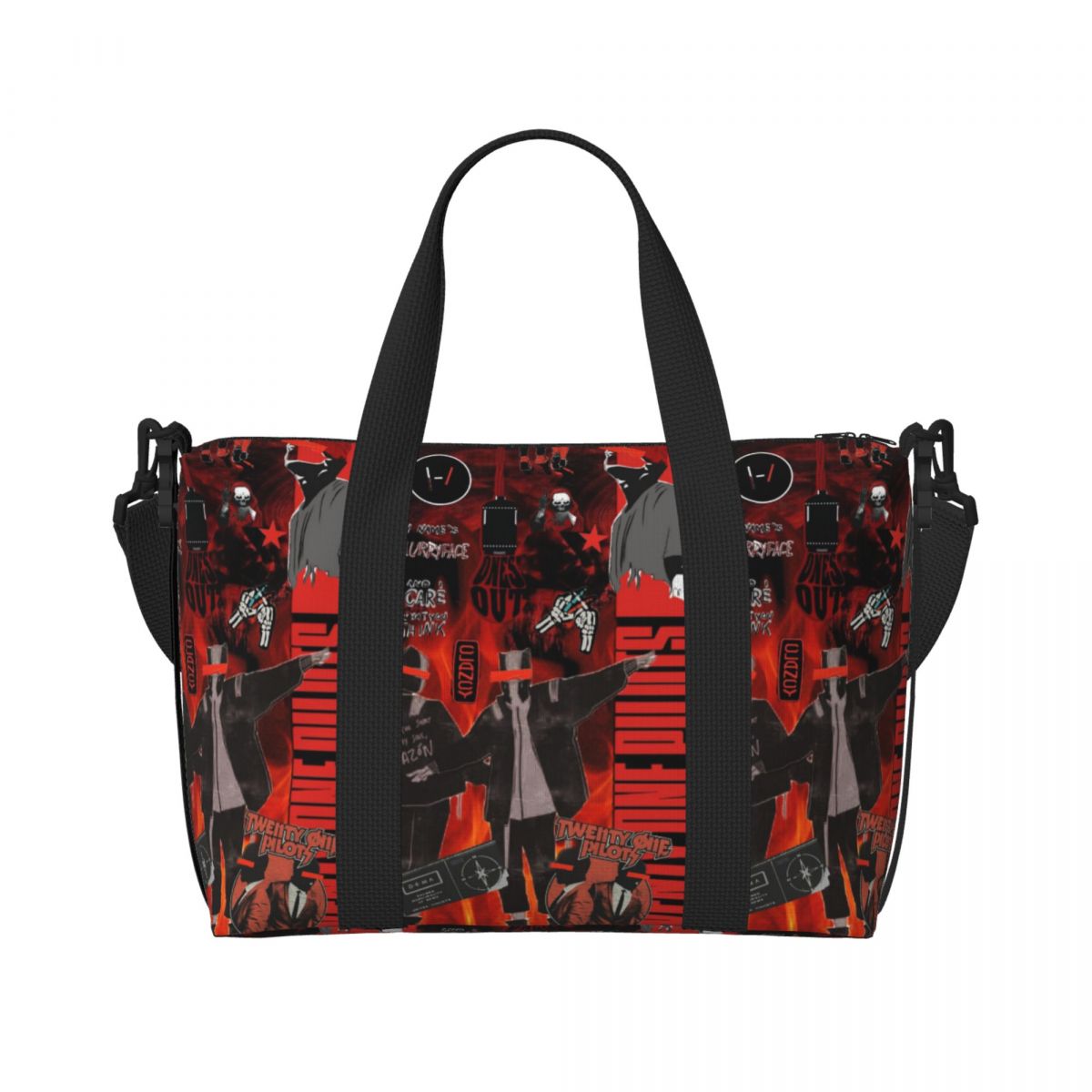 Sac fourre-tout personnalisé T-Twentys One P-Pilots Circle pour femmes, sacs de voyage de grande capacité pour plage et gymnastique: noir
