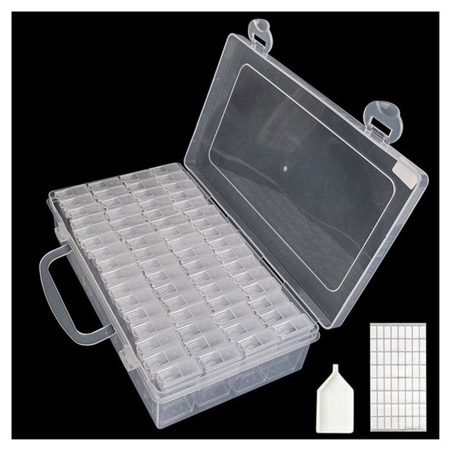 28/ 64 Grids Plastic Box Organizer Medicine Case Diamond Painting Storage Box Embroidery Storage Case Jewelry Accessories Tools: 64 Box