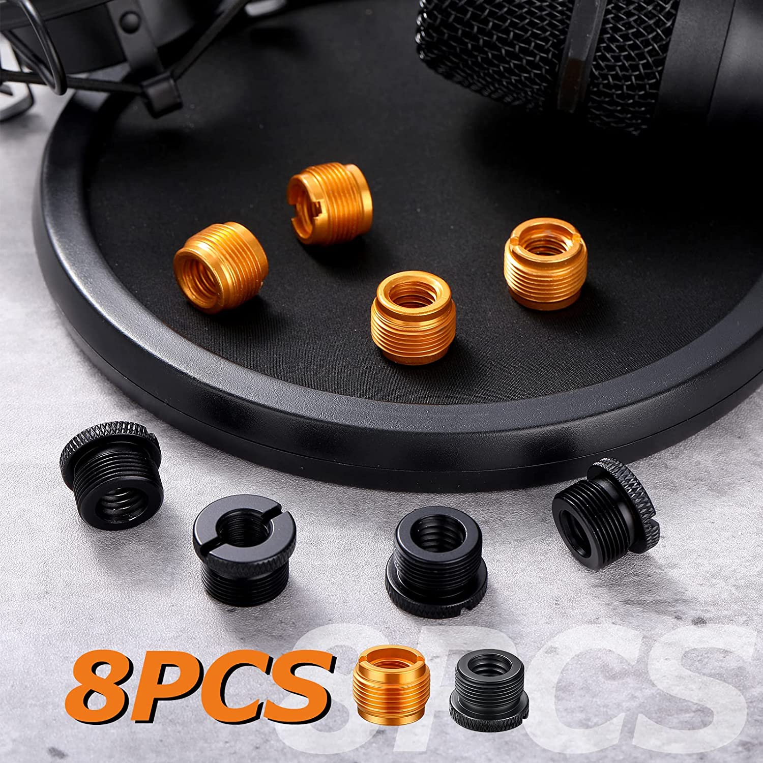 8 Pack Mic Screw Adapter 3/8 Female to 5/8 Male Microphone Stand Adapter Thread Adapter Set Mic Stand Screw Adapter for Micropho
