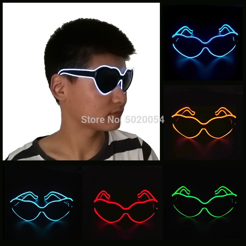 glühend Party Liefert Blinkende Herz Gläser Neuheit EL Draht LED Gläser Beleuchtung Helle Festival Party glühen Sonnenbrille