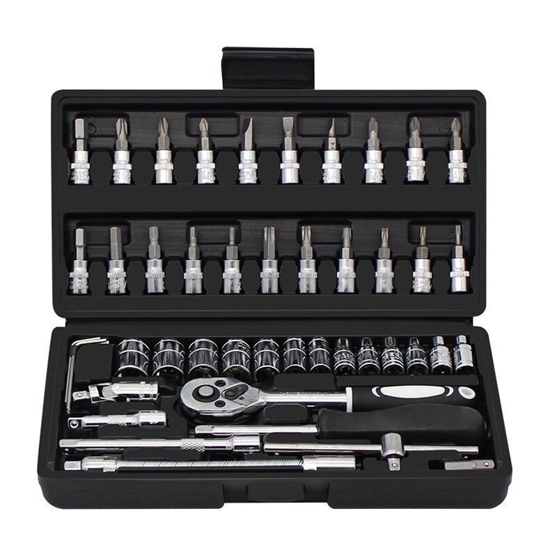 46-piece set fast Ratchet casing wrench Car repair screwdriver Universal combination toolbox For Mechanical/home/auto repir
