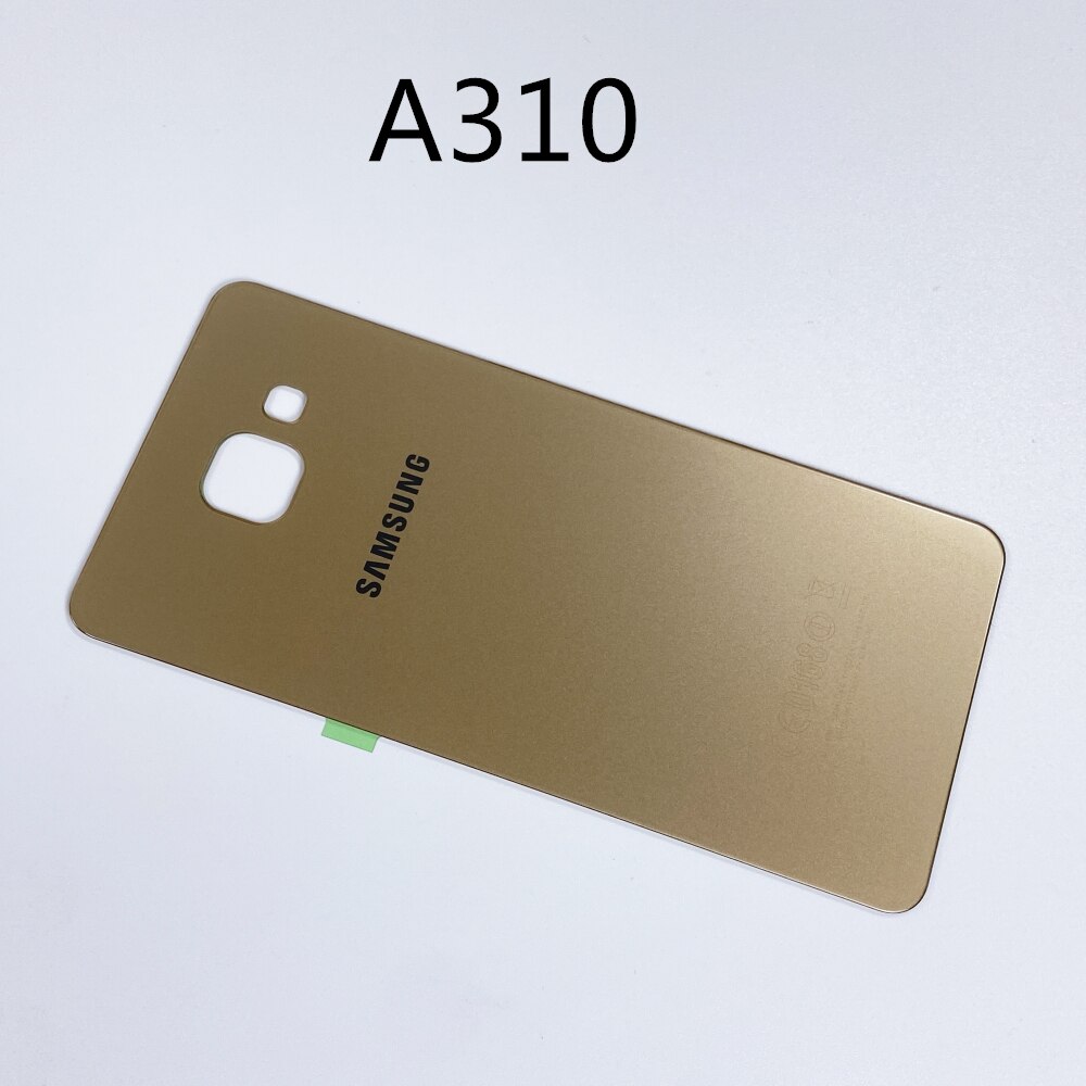 Do SAMSUNG Galaxy A3 A310 A5 A510 A7 A710 A9 A910 2016 powrót pokrywa baterii obudowa drzwi tylna szklana obudowa Shell naklejki samoprzylepne: A310 Gold