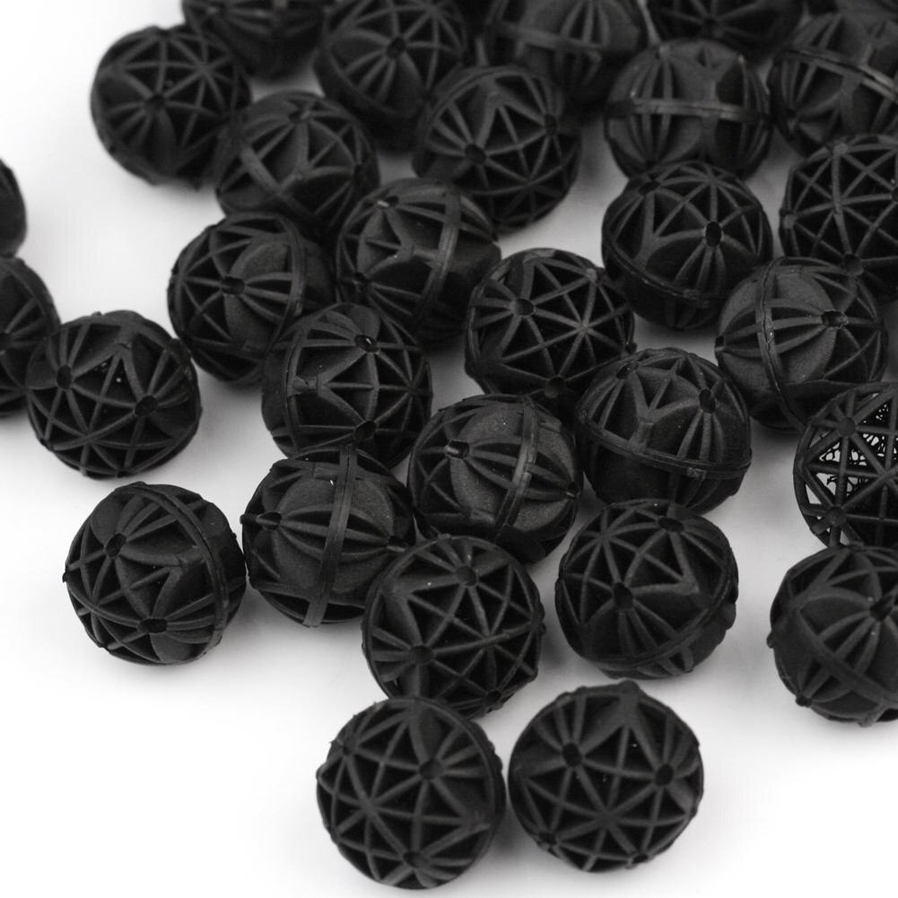 50 stuks/partij zwart 16mm biologische bioballen aquarium vijver vissenkom nat/droog filter schoon media aquarium accessoires