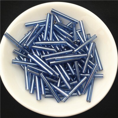 500g/ pakke 2.5*20mm lang størrelse sølv kerne tjekkisk glas frø bugle perler rør til smykker beklædningsgenstand tilbehør perler til tøj: Lyseblå