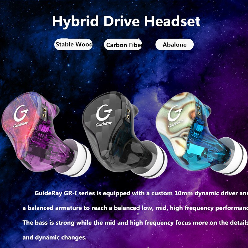 GuideRay GR-i18 /GR-i58/GR-i68 1DD + 1BA auriculares HiFi híbridos en la oreja auriculares deportivos de música con Cable de 0,78mm ZSX BL03 ZSN PRO X T2